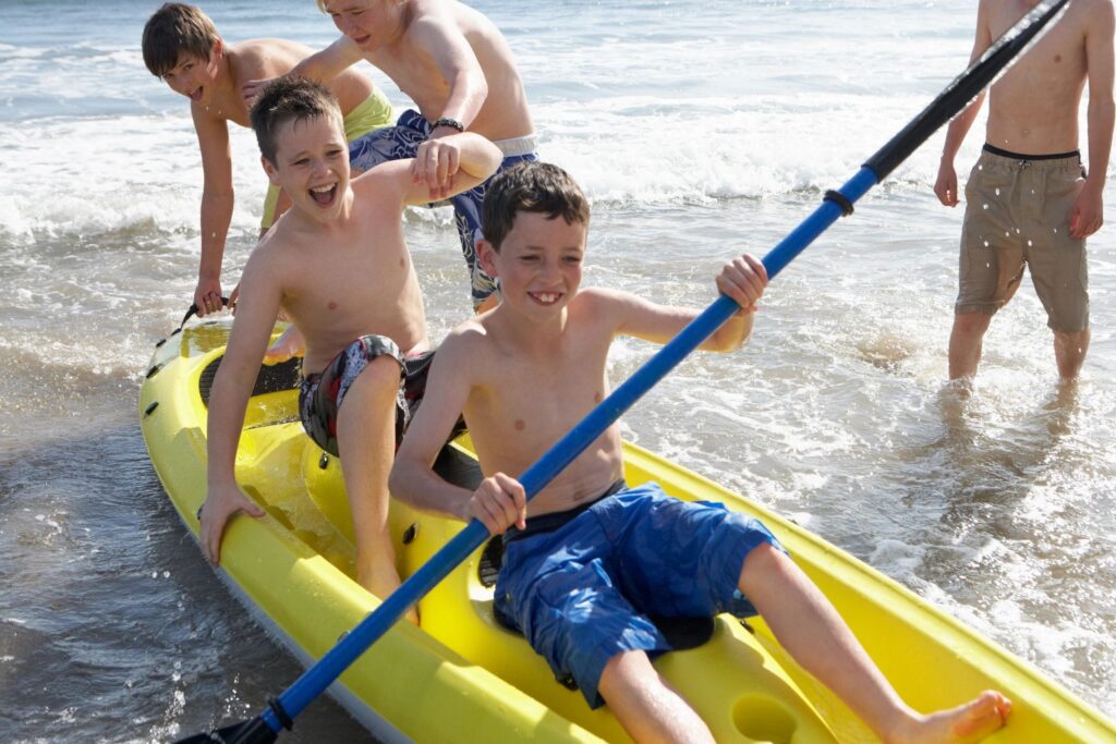 4 kids in a kayak