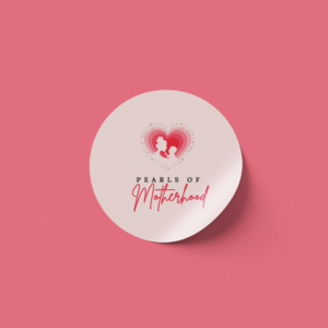 Round Sticker with Pearls of Motherhood Logo