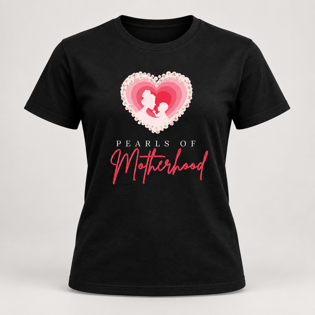 Pearls Of Motherhood Logo Shirt (Black and Pink)